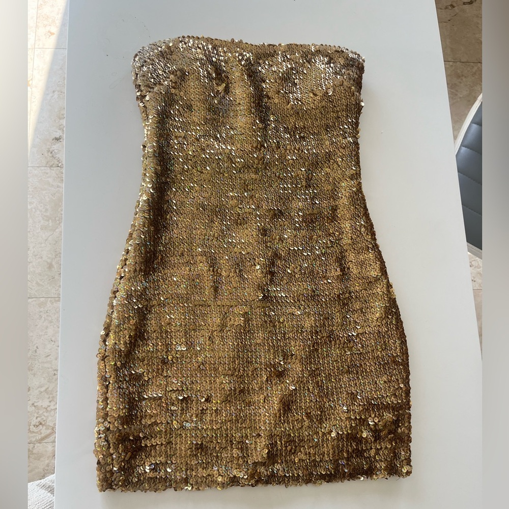 Vintage 2000’s black sequin strapless dress